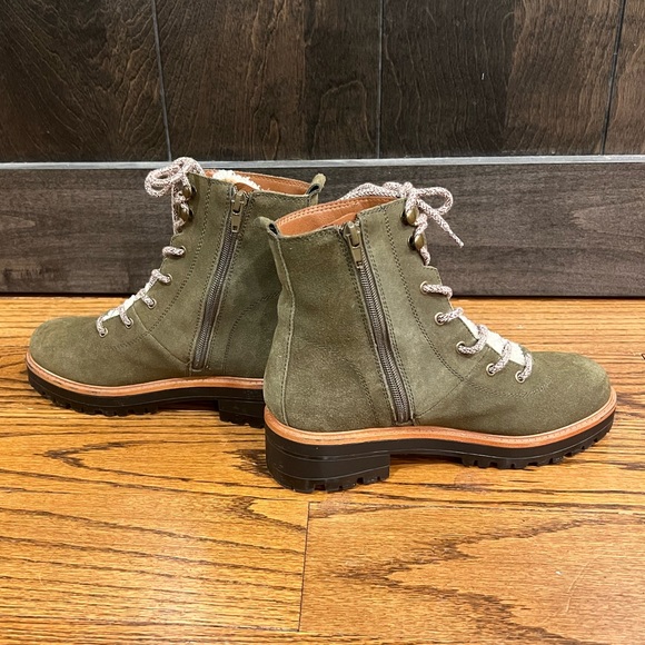 Marc Fisher Izma Shearling Hiker Boots Dark Green - Picture 4 of 8